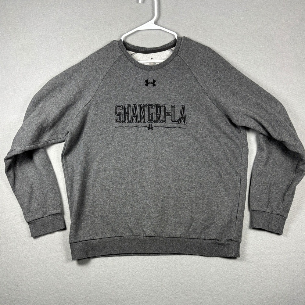 Under Armour Shangri-La Crewneck Sweatshirt Large Gray Raglan Fleece Pullover
